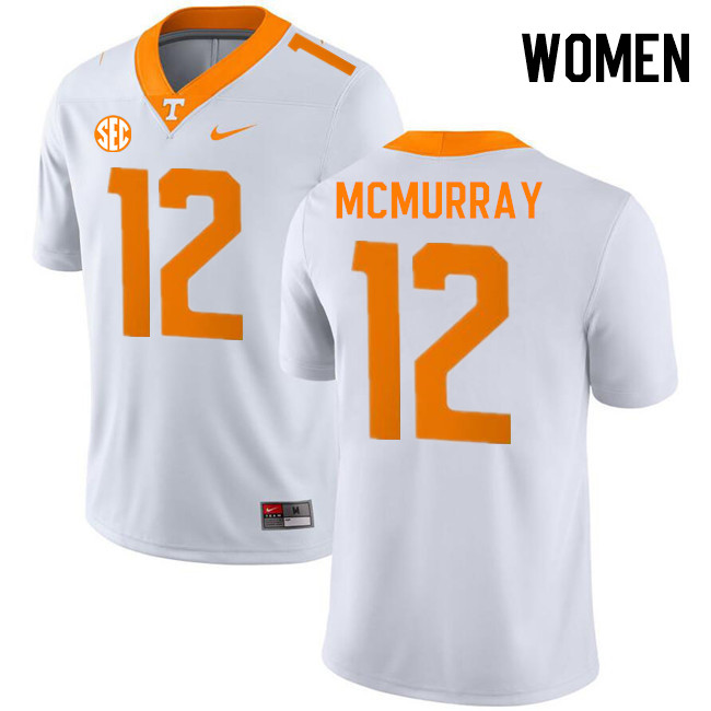 Women #12 Jalen McMurray Tennessee Volunteers College Football Jerseys Stitched-White